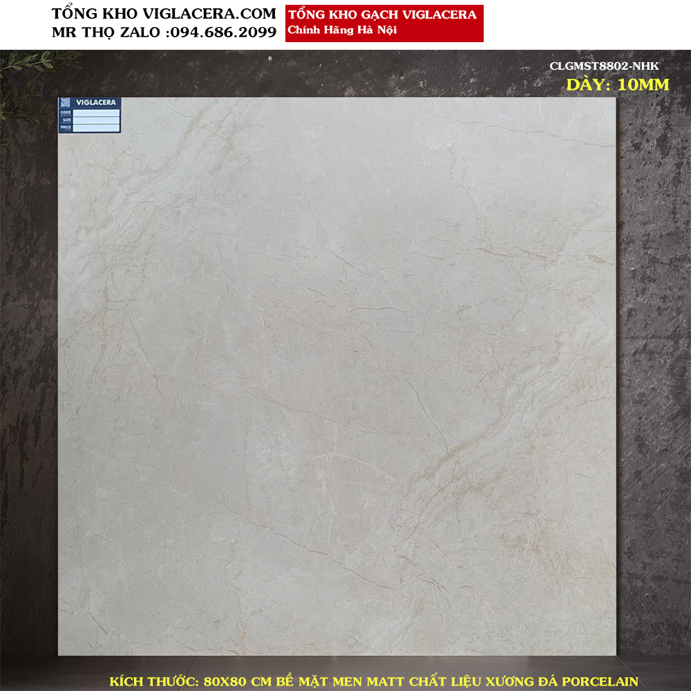 Gạch lát nền Màu vàng viglacera men matt 80x80 CLGMST8802 Loại A1